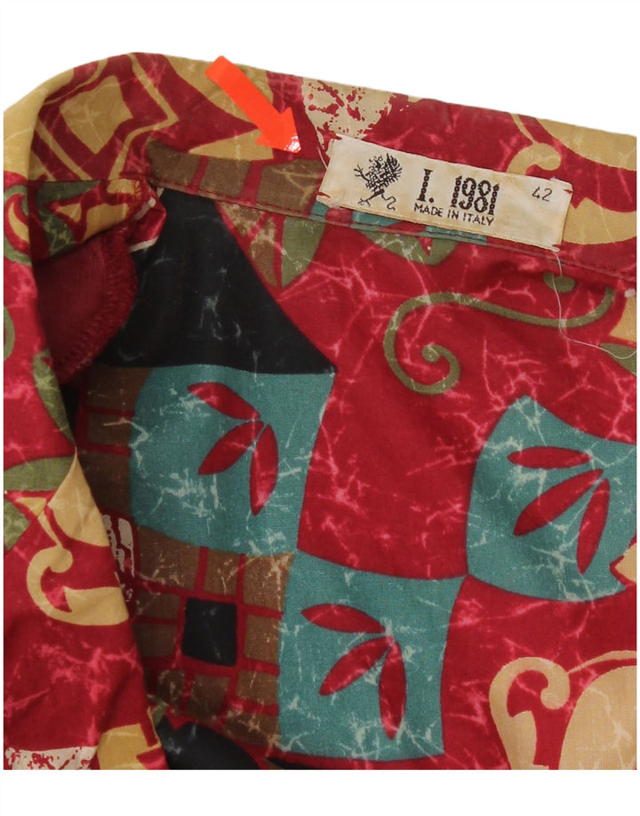 Vintage Womens Abstract Pattern Blazer Jacket IT 42 Medium Red Colourblock