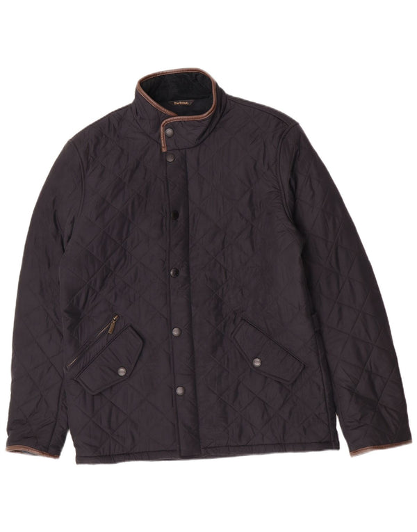 Barbour Mens Quilted Jacket UK 38 Medium Navy Blue Polyester