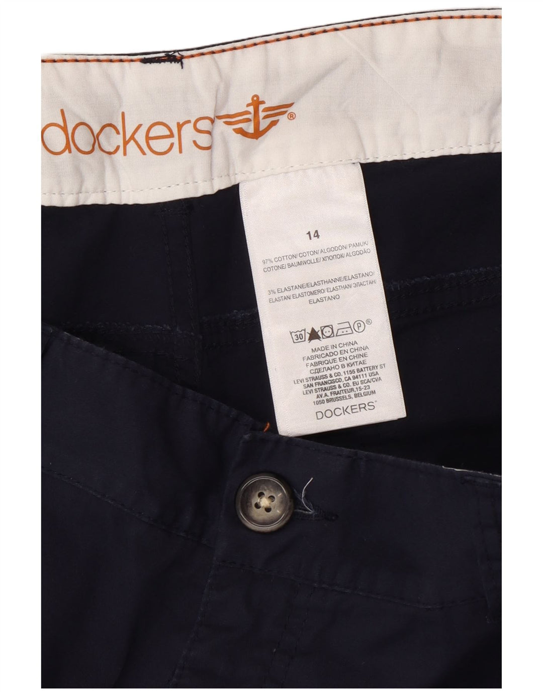 DOCKERS Womens Bermuda Shorts US 14 XL W34  Navy Blue Cotton