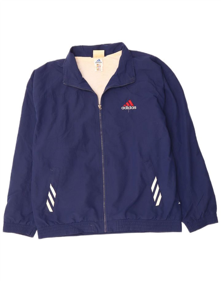 Adidas Mens Tracksuit Top Jacket UK 42/44 Large Navy Blue Polyester