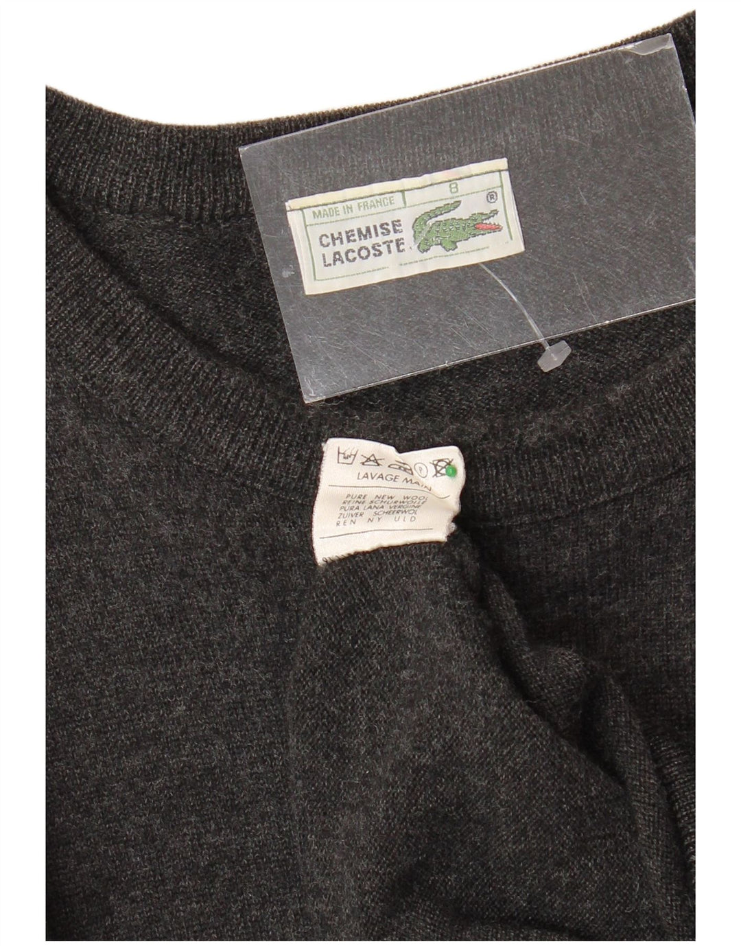 LACOSTE Mens Boat Neck Jumper Sweater Size 8 3XL Grey Wool
