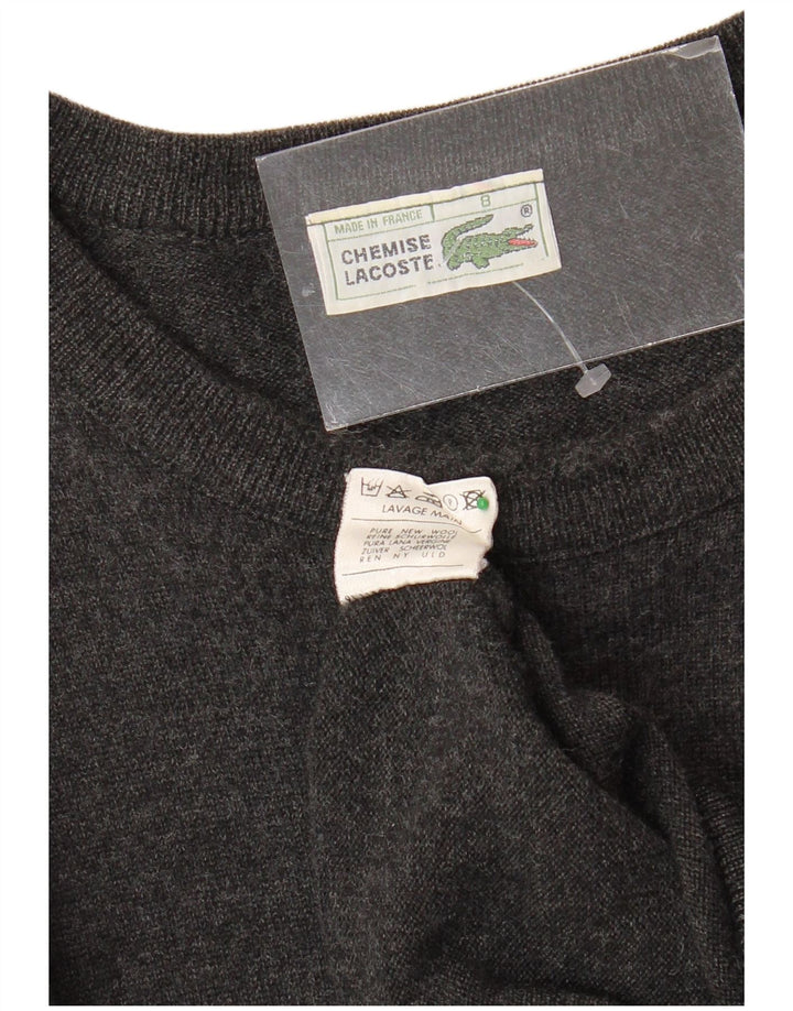 LACOSTE Mens Boat Neck Jumper Sweater Size 8 3XL Grey Wool