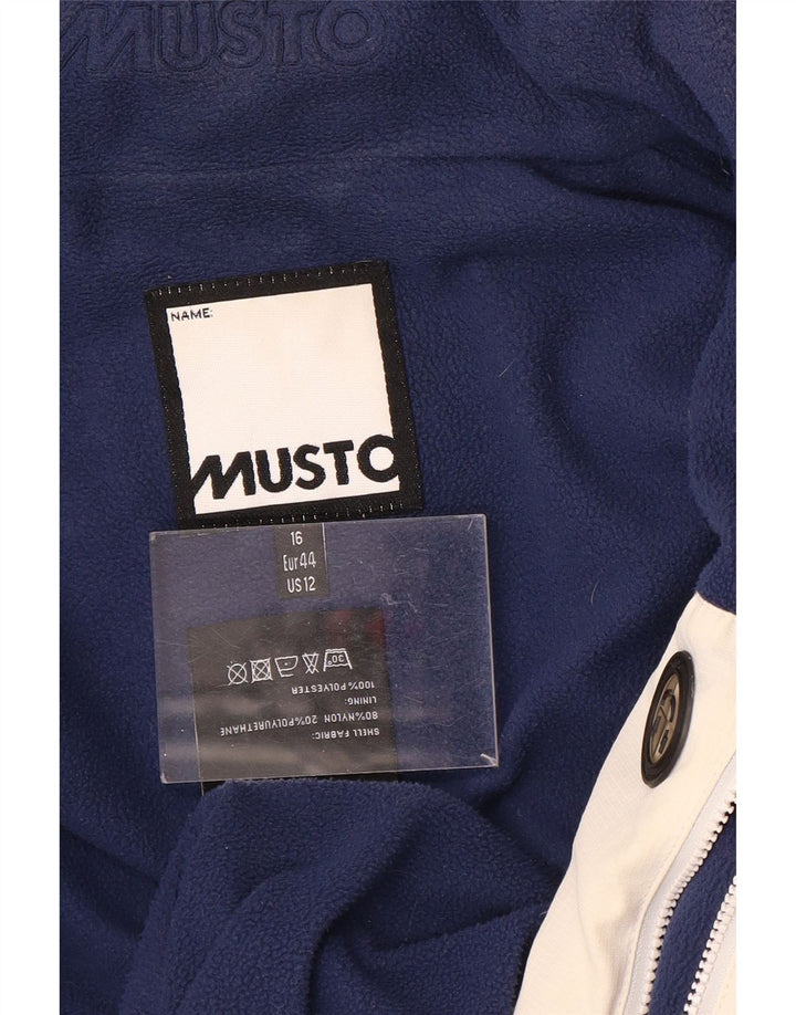 Musto Womens Graphic Windbreaker Jacket UK 16 Large Navy Blue Polyurethane