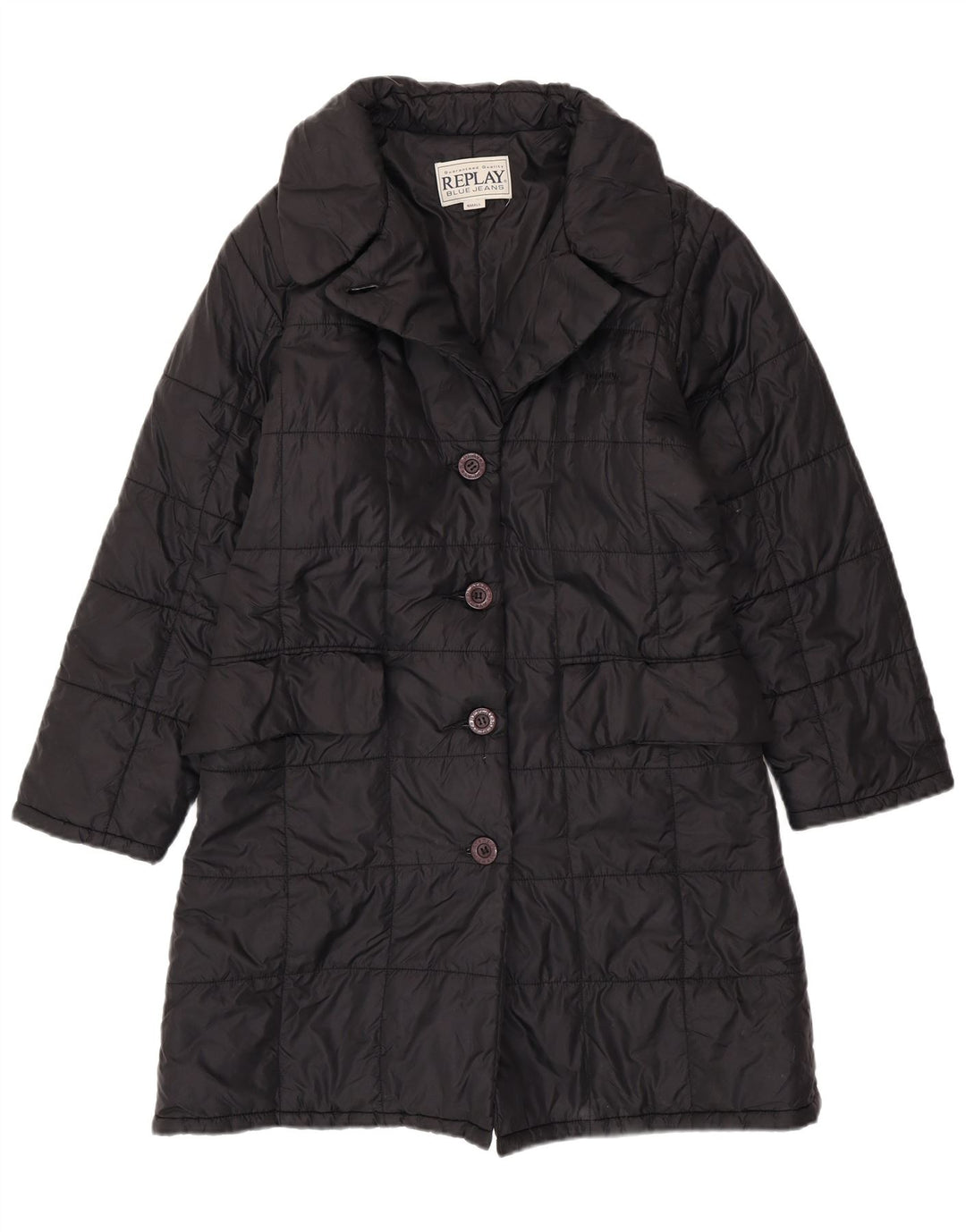 REPLAY Womens Loose Fit Padded Coat UK 10 Small Black Polyester