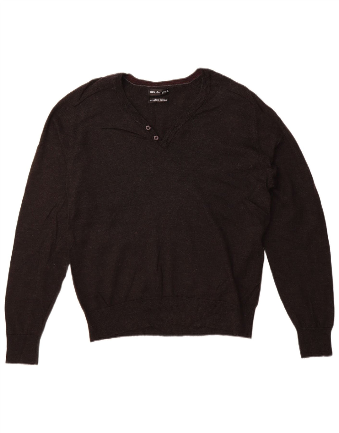 Marks & Spencer Womens Autograph V-Neck Jumper Sweater UK 16 Large Grey