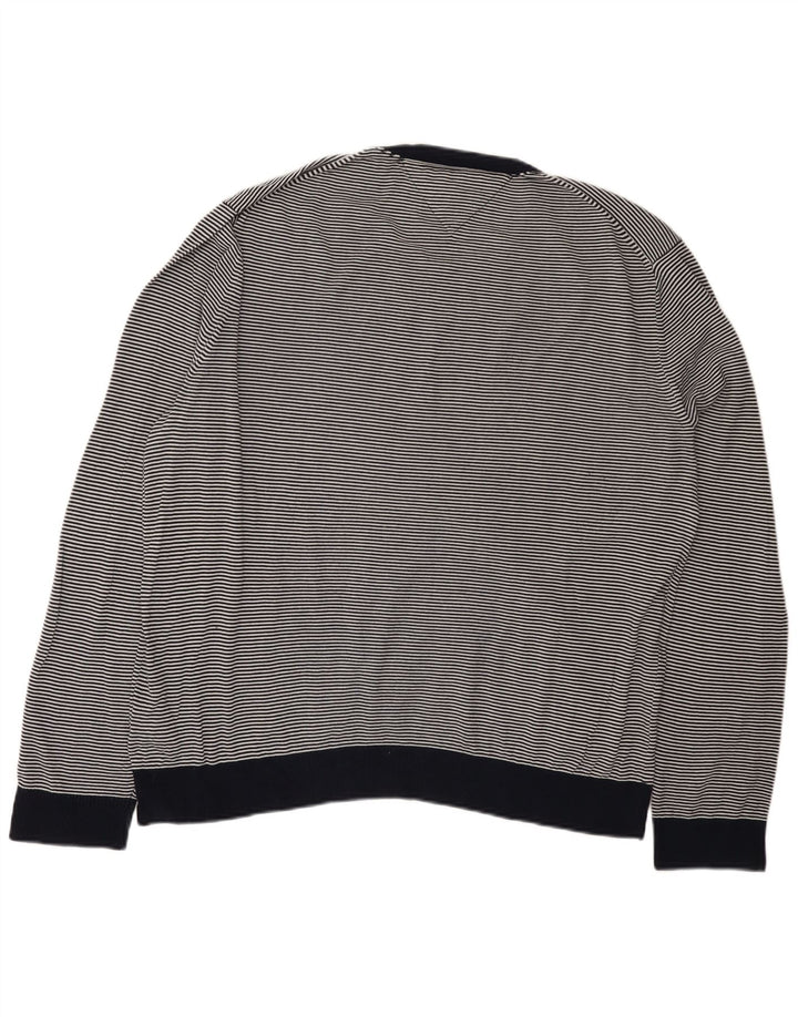 TOMMY HILFIGER Mens Crew Neck Jumper Sweater 2XL Navy Blue Pinstripe