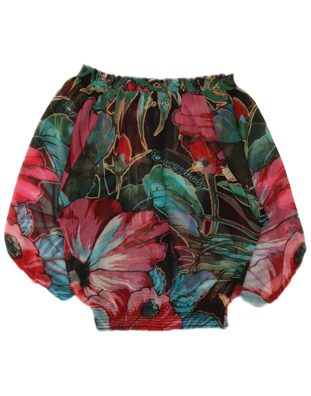 Desigual Womens Graphic Off Shoulder Top UK 14 Medium Multicoloured Floral