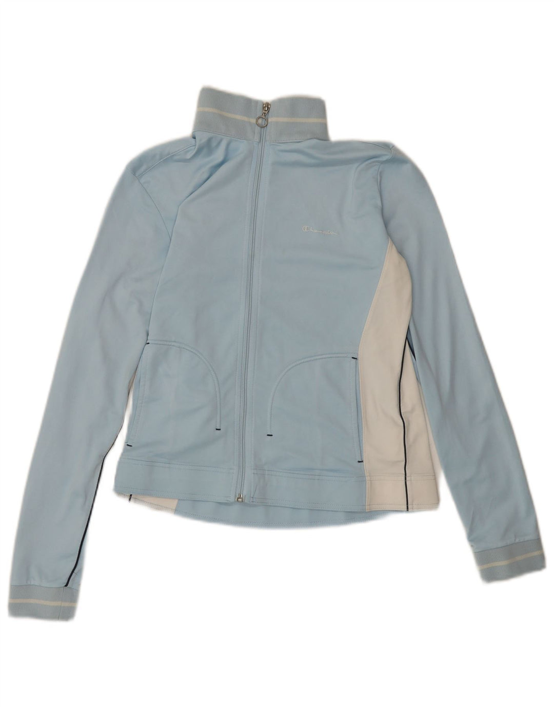 Champion Womens Tracksuit Top Jacket UK 14 Large Blue Colourblock Polyester