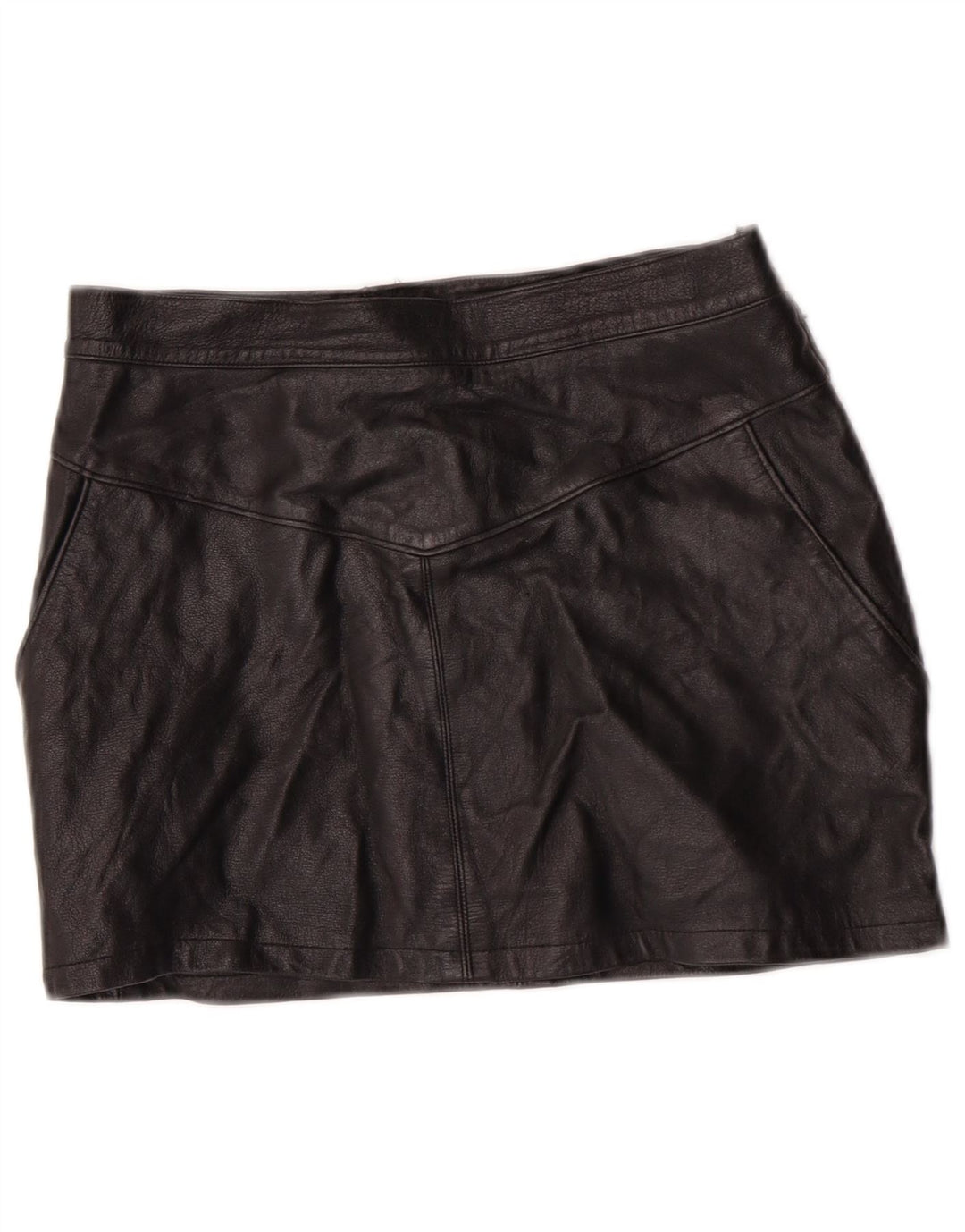 EMBASSY Womens High Waist Leather Skirt IT 46 Large W26 Black Leather