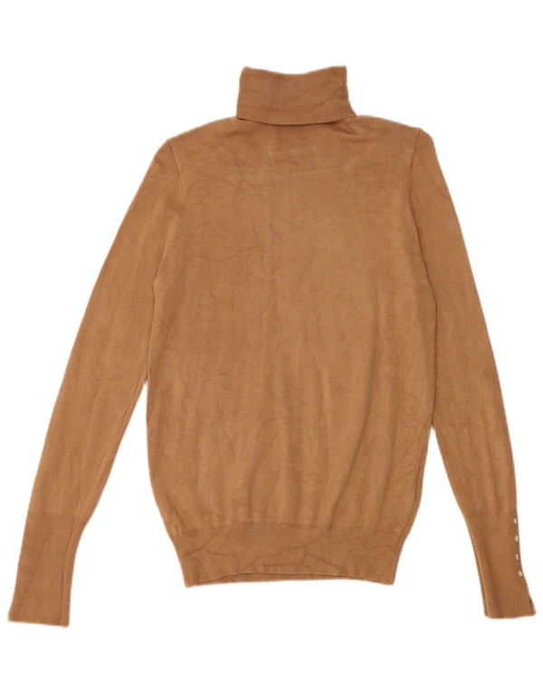 Zara Womens Roll Neck Jumper Sweater UK 10 Small Brown Viscose