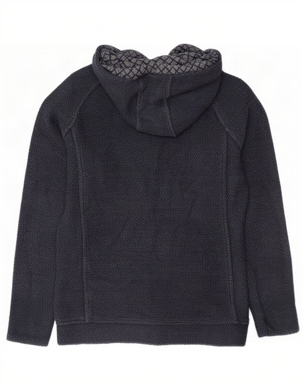 Weird Fish Womens Zip Hoodie Sweater UK 12 Medium Navy Blue Cotton