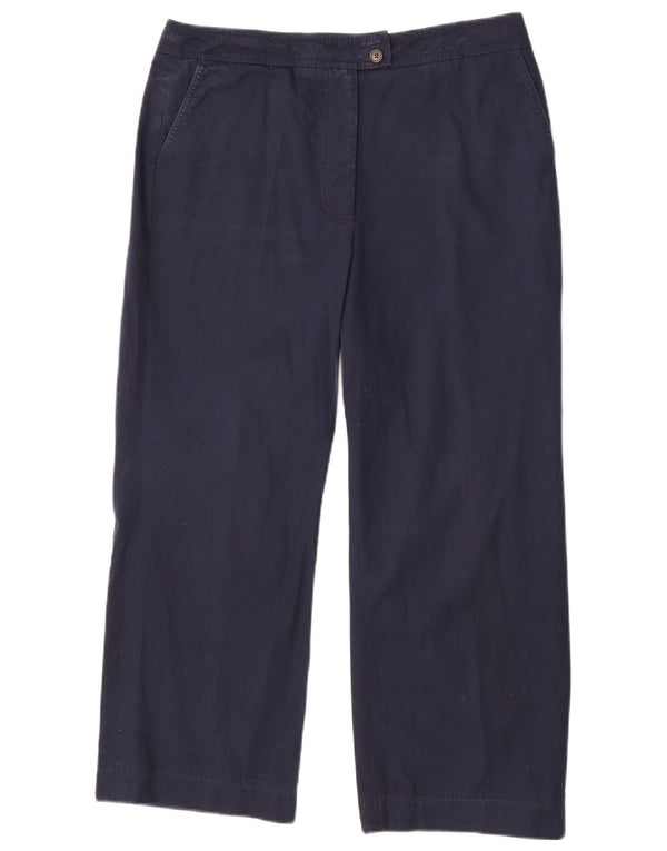 Boden Womens High Waist Cropped Trousers UK 14 Large W32 L25 Navy Blue