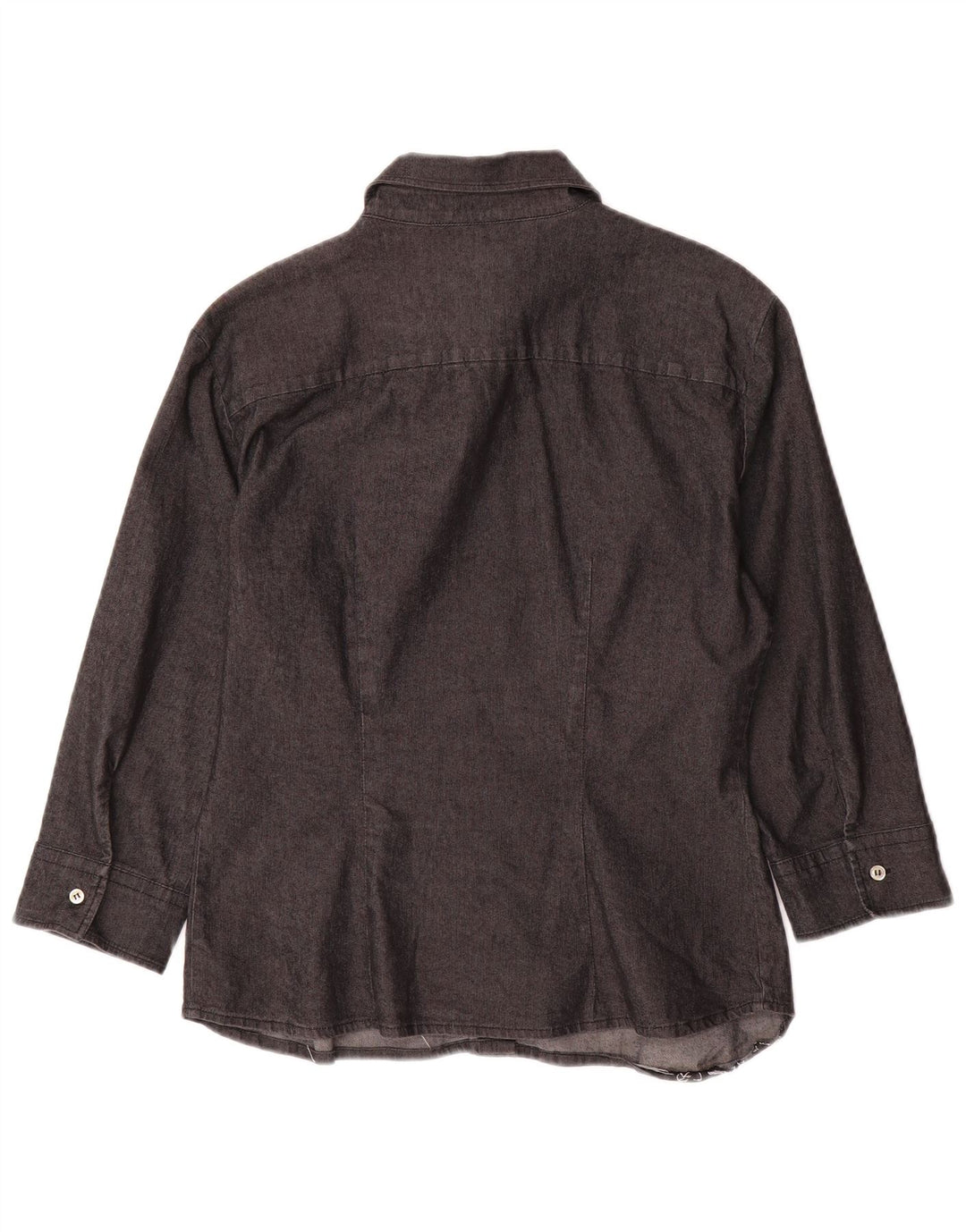 BENETTON Womens 3/4 Sleeve Shirt UK 10 Small Grey Cotton