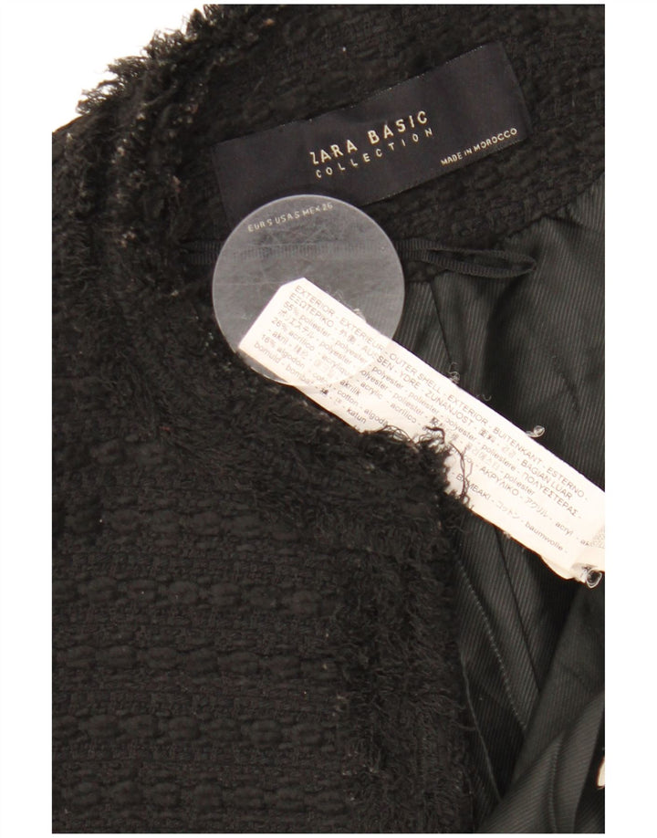 ZARA Womens Longline Open Blazer Jacket UK 10 Small Black Polyester