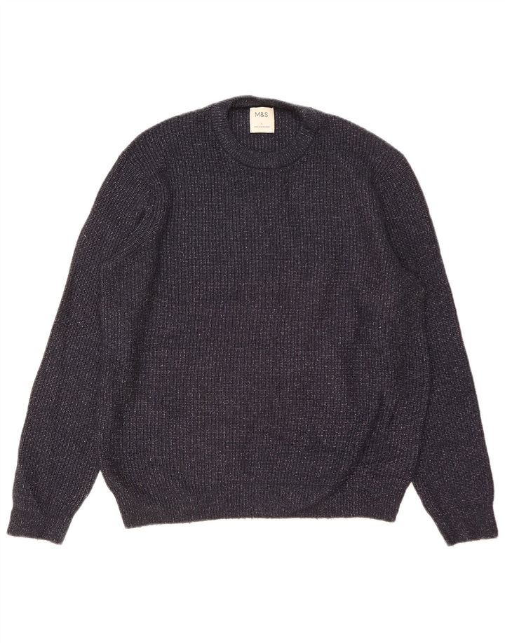 Marks & Spencer Mens Crew Neck Jumper Sweater Large Navy Blue Flecked