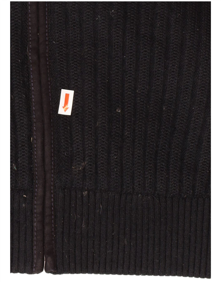 Pierre Cardin Mens Cardigan Sweater IT 56 XL Black Polyester