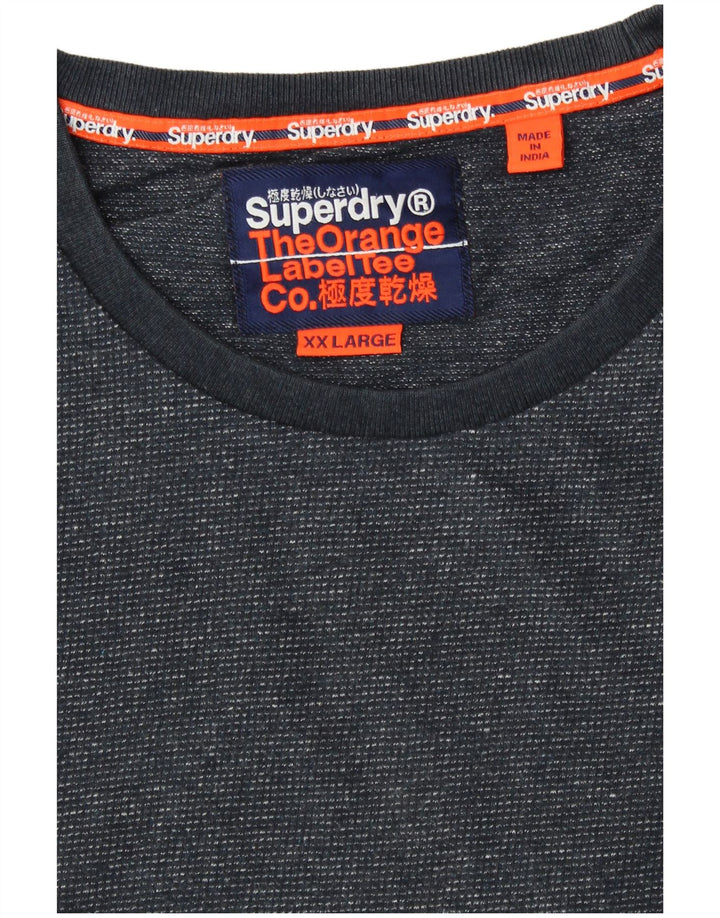 Superdry Mens T-Shirt Top 2XL Navy Blue Flecked Cotton
