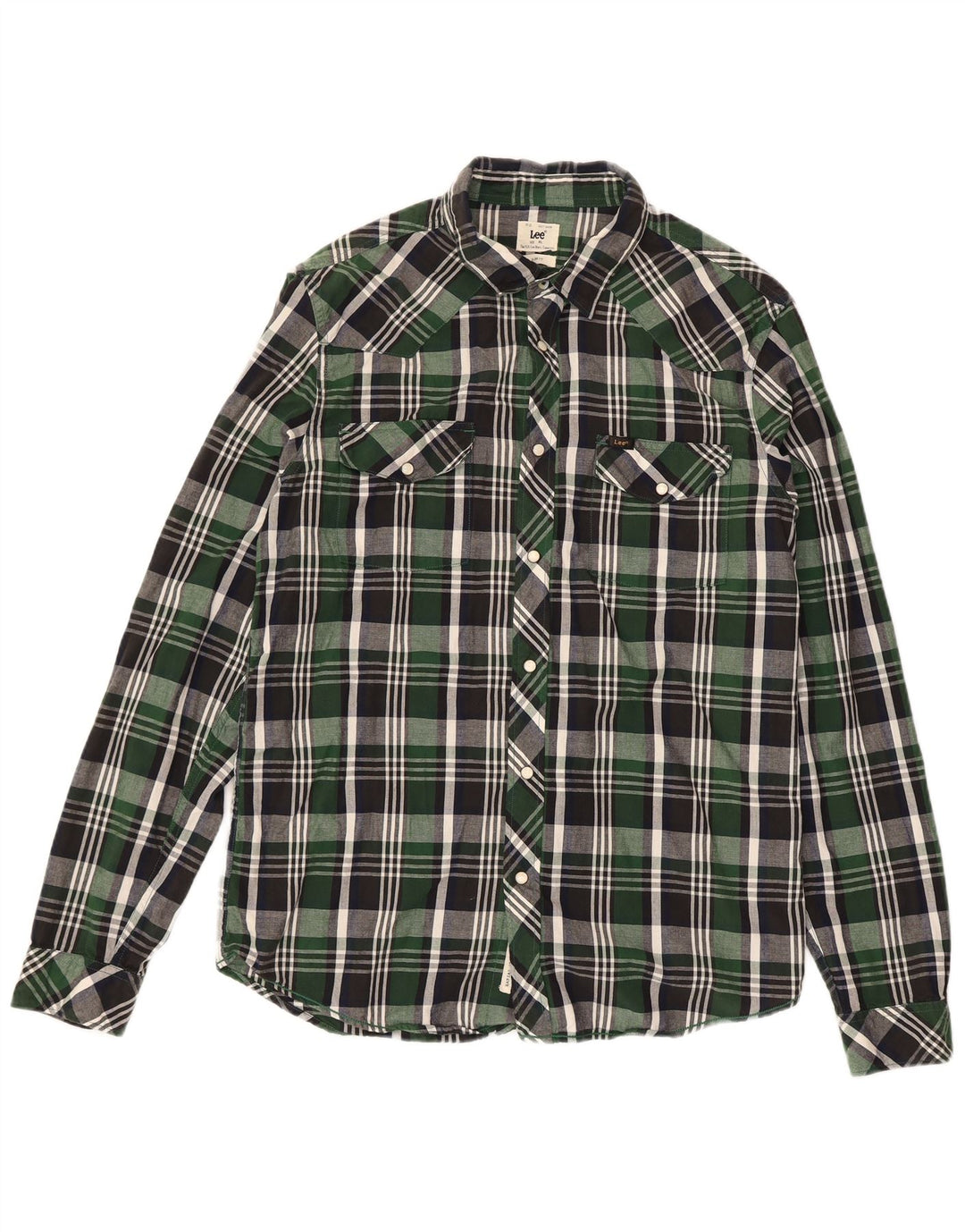 LEE Mens Slim Fit Flannel Shirt XL Green Check Cotton