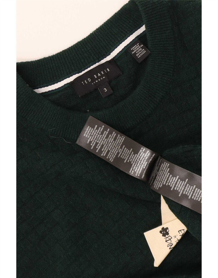 Ted Baker Mens Crew Neck Jumper Sweater Size 3 Medium Green Polyester