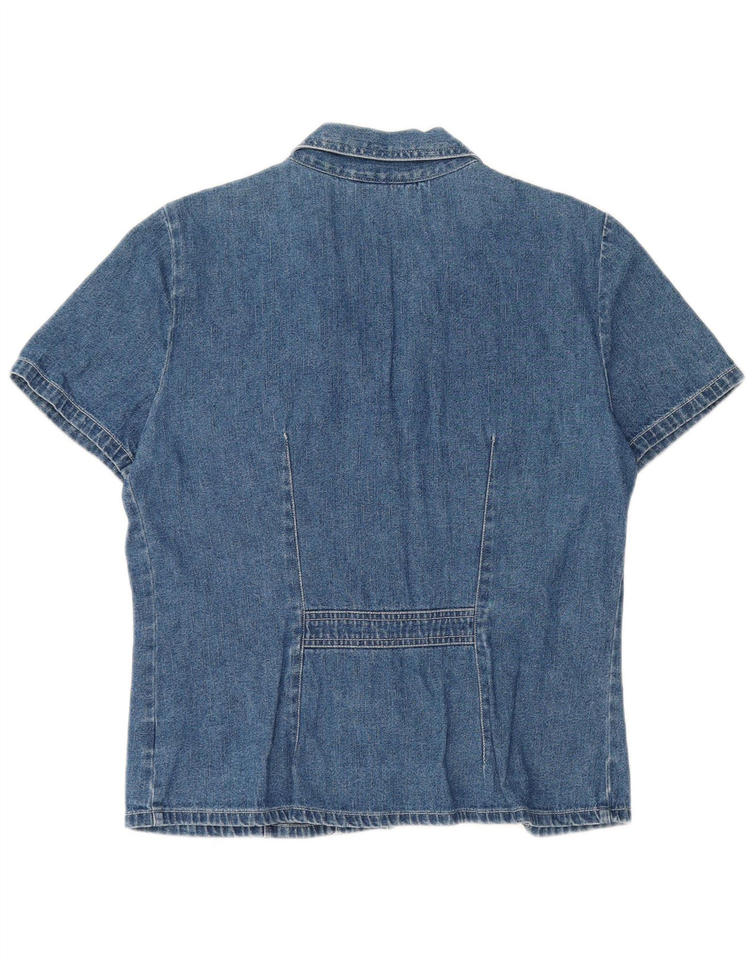 DRESS BARN Womens Short Sleeve Denim Shirt US 8 Medium Blue Cotton