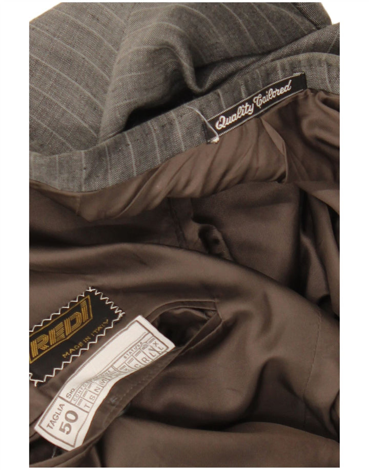 Vintage Mens Double Breasted Blazer Jacket IT 50 Large Grey Pinstripe