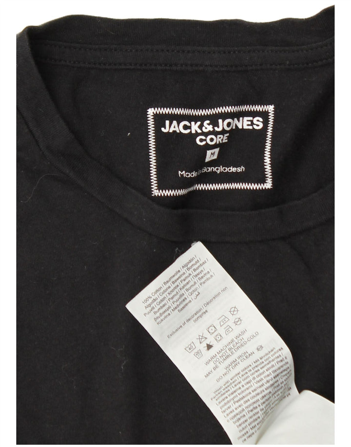 Jack & Jones Mens Graphic Top Long Sleeve Medium Black Cotton