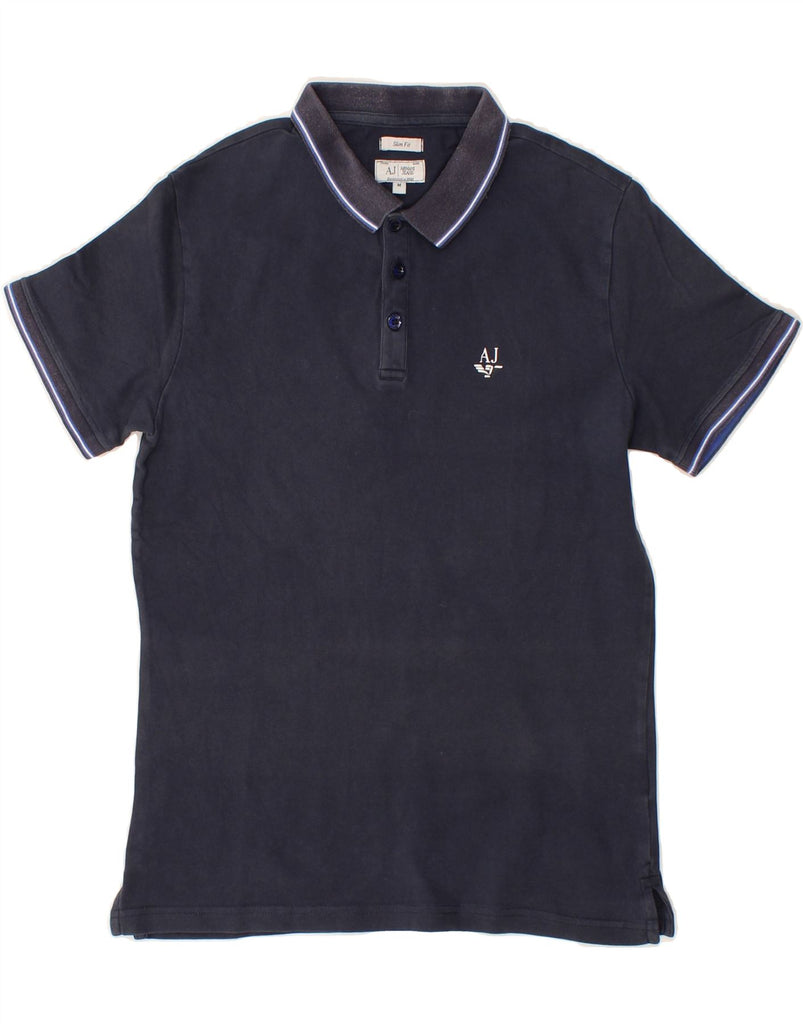 ARMANI Mens Slim Fit Polo Shirt Medium Navy Blue Vintage Armani and Second-Hand Armani from Messina Hembry 