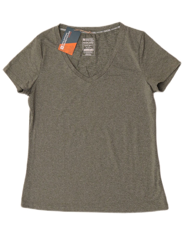 Mountain Warehouse Womens T-Shirt Top UK 10 Small Green Flecked Polyester
