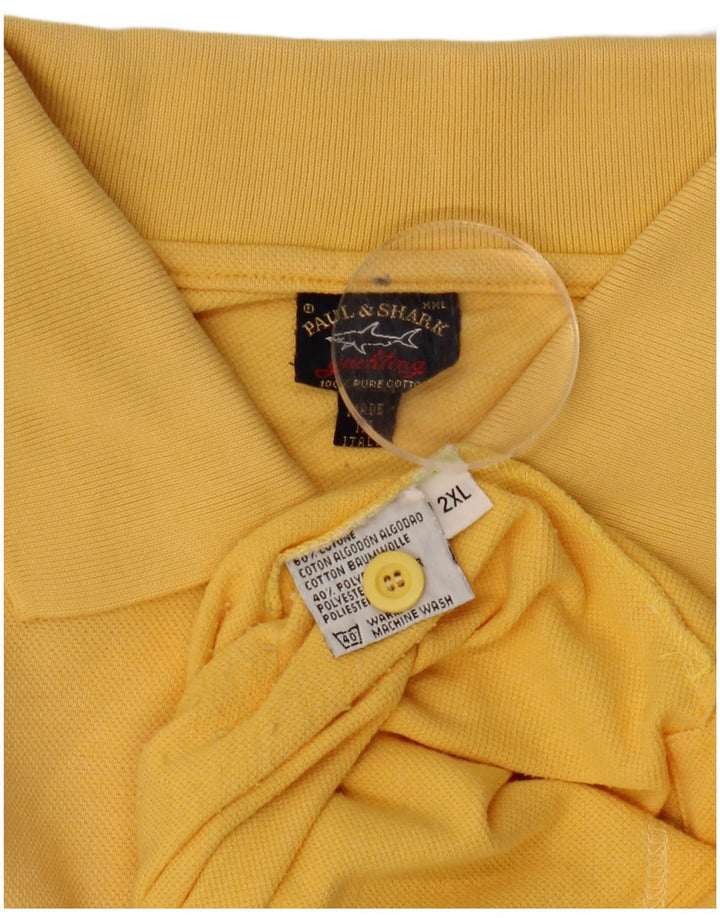 PAUL & SHARK Mens Yachting Polo Shirt 2XL Yellow Cotton