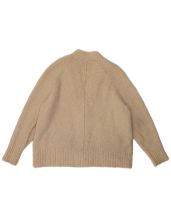 Zara Womens Cardigan Sweater UK 16 Large Beige Acrylic