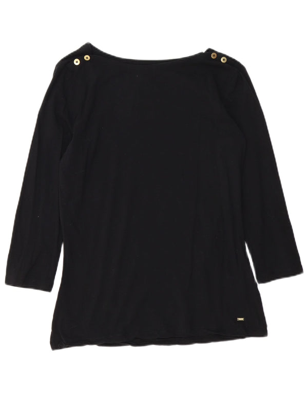 Tommy Hilfiger Womens Top 3/4 Sleeve UK 12 Medium Black Cotton