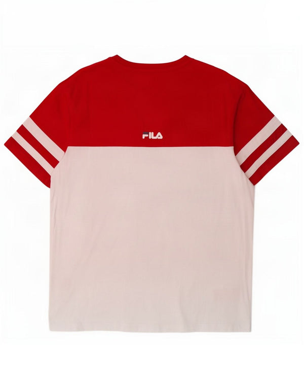 Fila Mens Graphic T-Shirt Top Medium White Colourblock Cotton