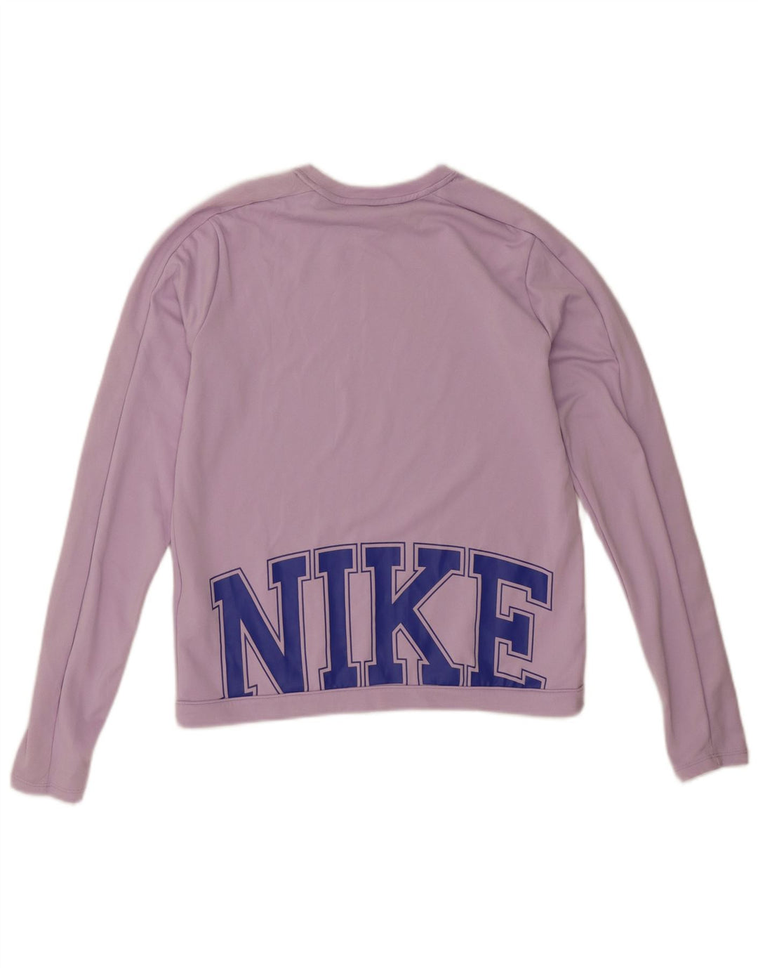 Nike Womens Dri Fit Graphic Top Long Sleeve UK 10 Small Lilac Polyester