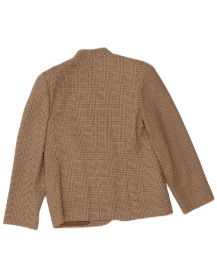 Vintage Womens 2 Button Blazer Jacket IT 44 Medium Beige Houndstooth Wool