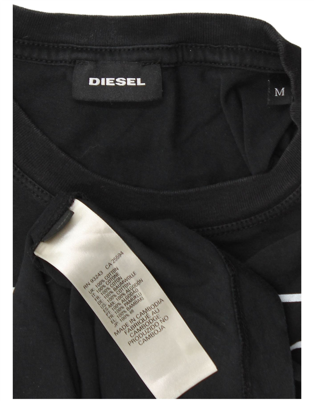 DIESEL Mens Graphic T-Shirt Top Medium Black Cotton