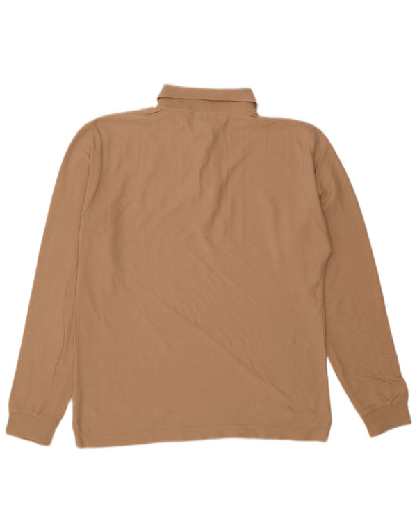 Fila Mens Long Sleeve Polo Shirt Medium Beige Cotton