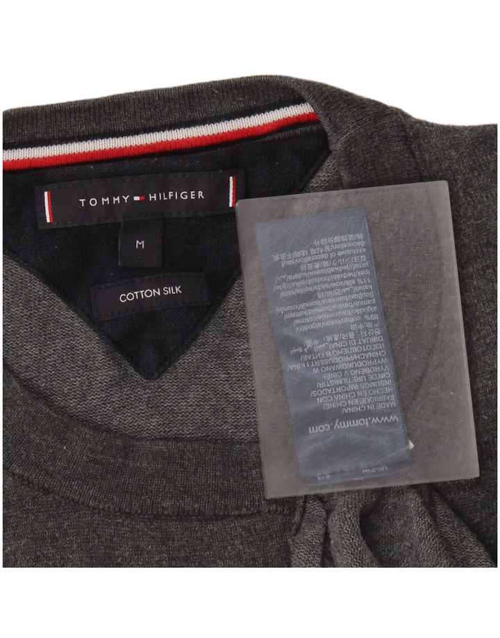 TOMMY HILFIGER Mens Crew Neck Jumper Sweater Medium Grey Cotton