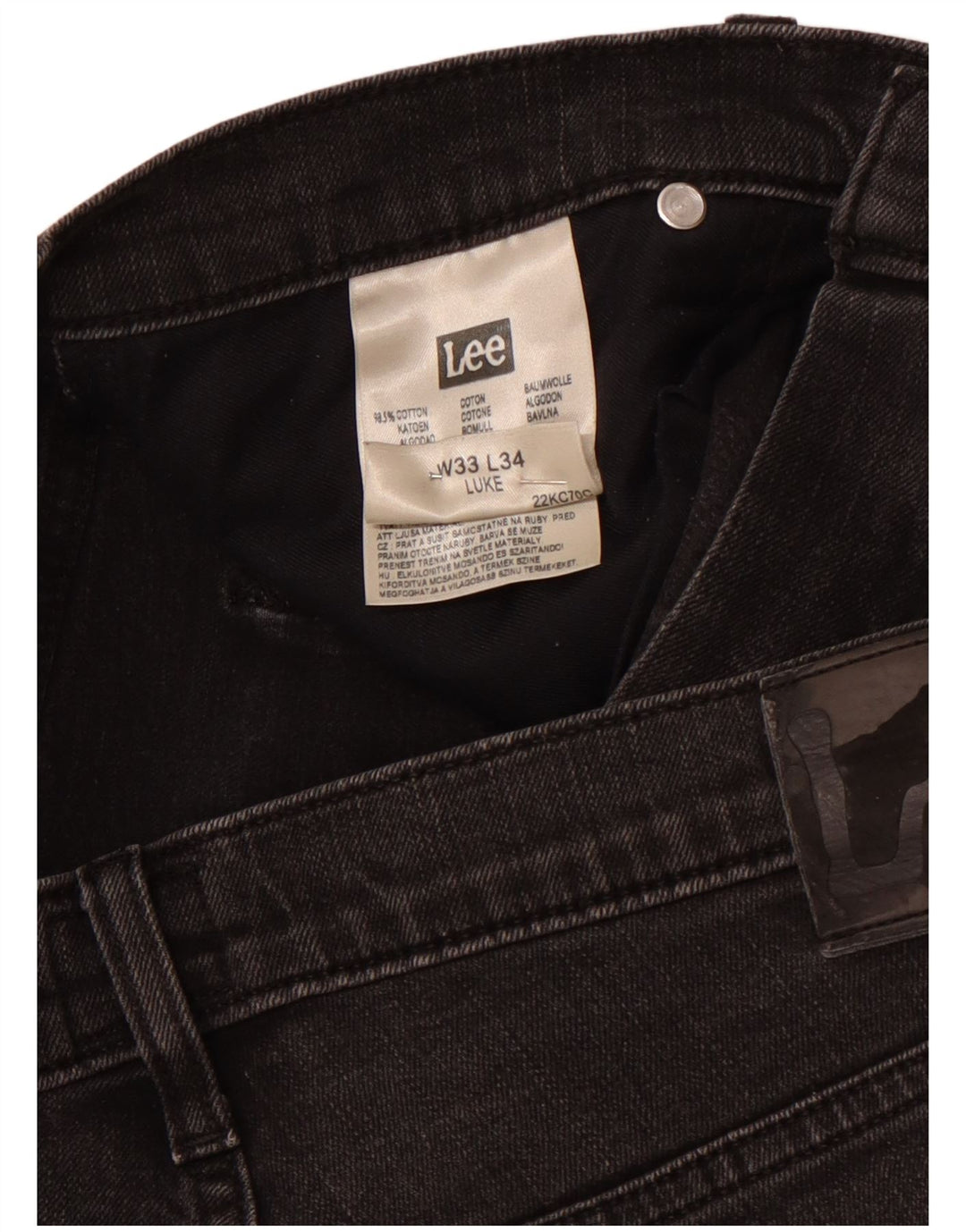 LEE Womens Luke Slim Jeans W33 L30 Black Cotton