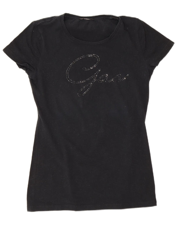 Gas Womens Graphic T-Shirt Top UK 8 Small Black
