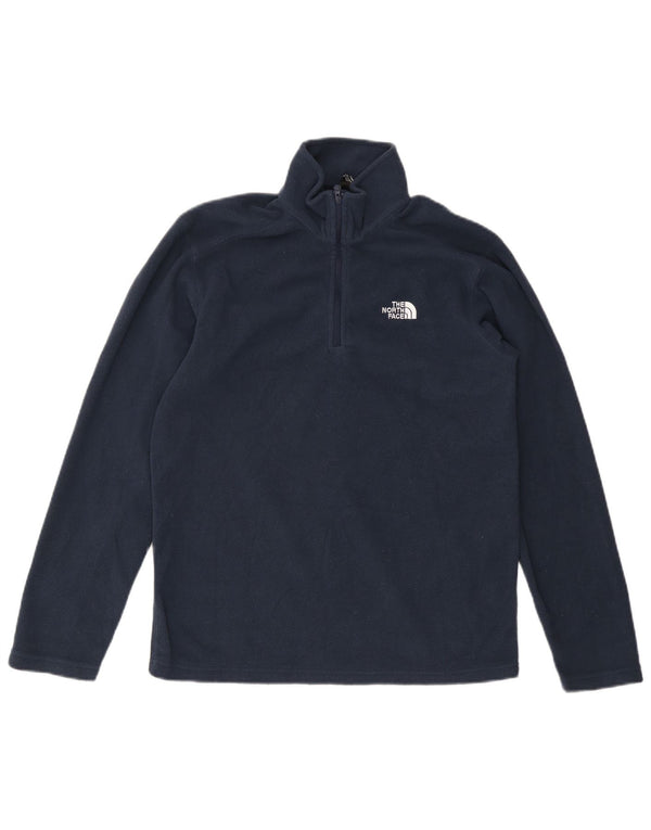 THE NORTH FACE Mens Zip Neck Fleece Jumper Small Navy Blue Polyester