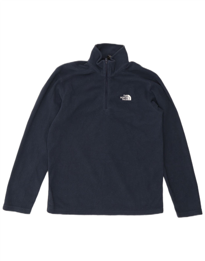 THE NORTH FACE Mens Zip Neck Fleece Jumper Small Navy Blue Polyester