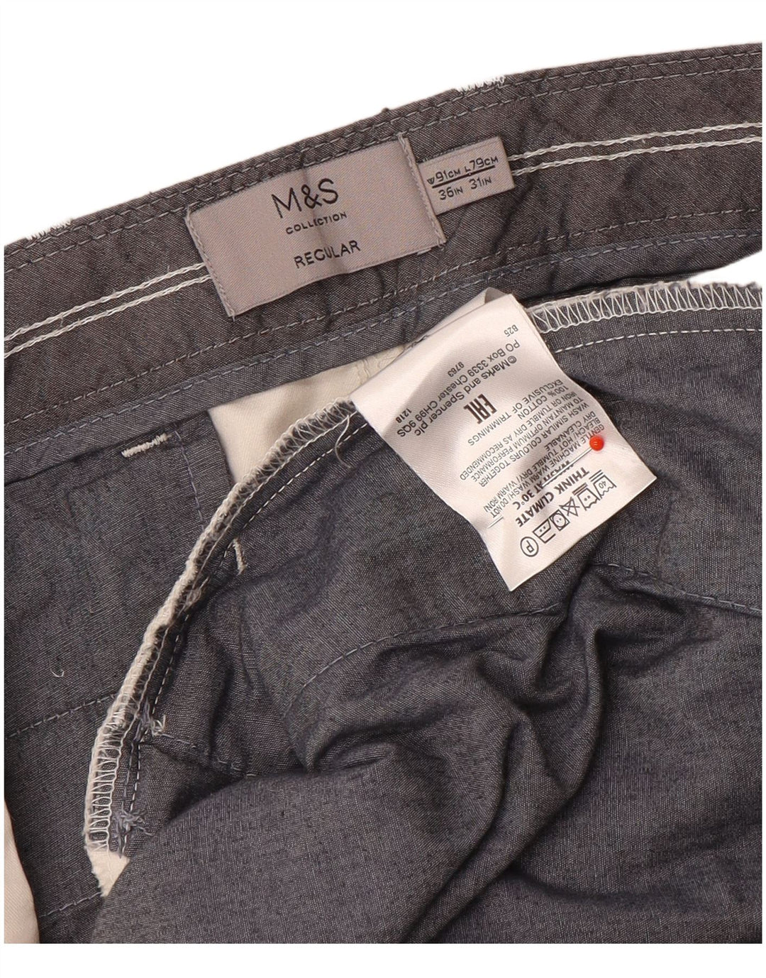 Marks & Spencer Mens Straight Regular Chino Trousers W36 L31 Off White