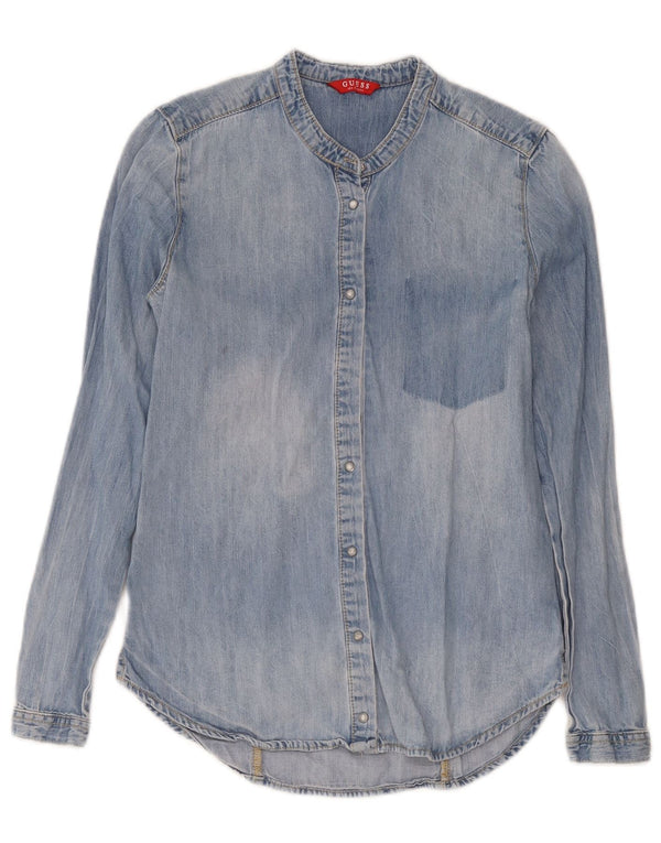 Guess Mens Relaxed Fit Denim Shirt UK 4 XS Blue Cotton