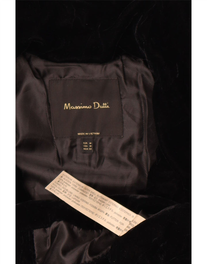 Massimo Dutti Womens Velvet Padded Jacket UK 14 Medium Black Polyester