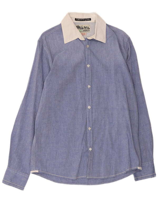 SCOTCH & SODA Mens Shirt Large Blue Colourblock Cotton