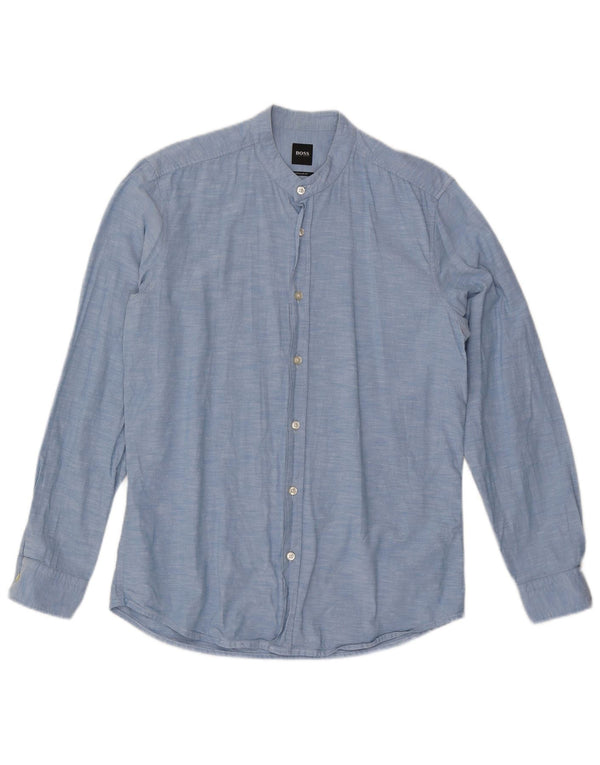 HUGO BOSS Mens Regular Fit Shirt Medium Blue Cotton