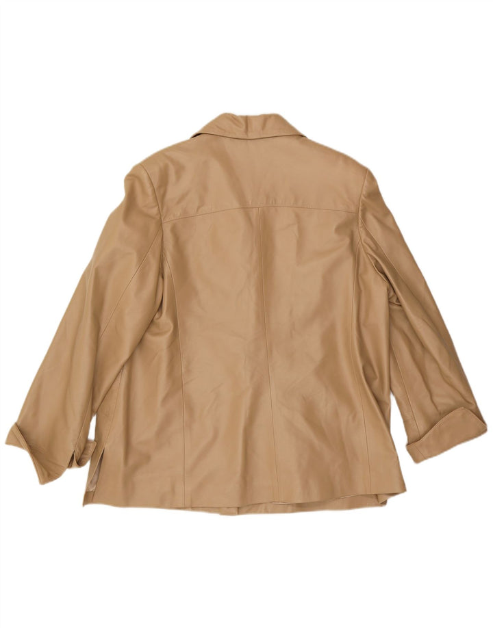Vintage Womens Leather Jacket UK 16 Large Beige