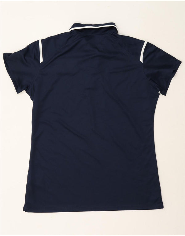 Nike Womens Dri Fit Graphic Polo Shirt UK 16 Large Navy Blue Colourblock