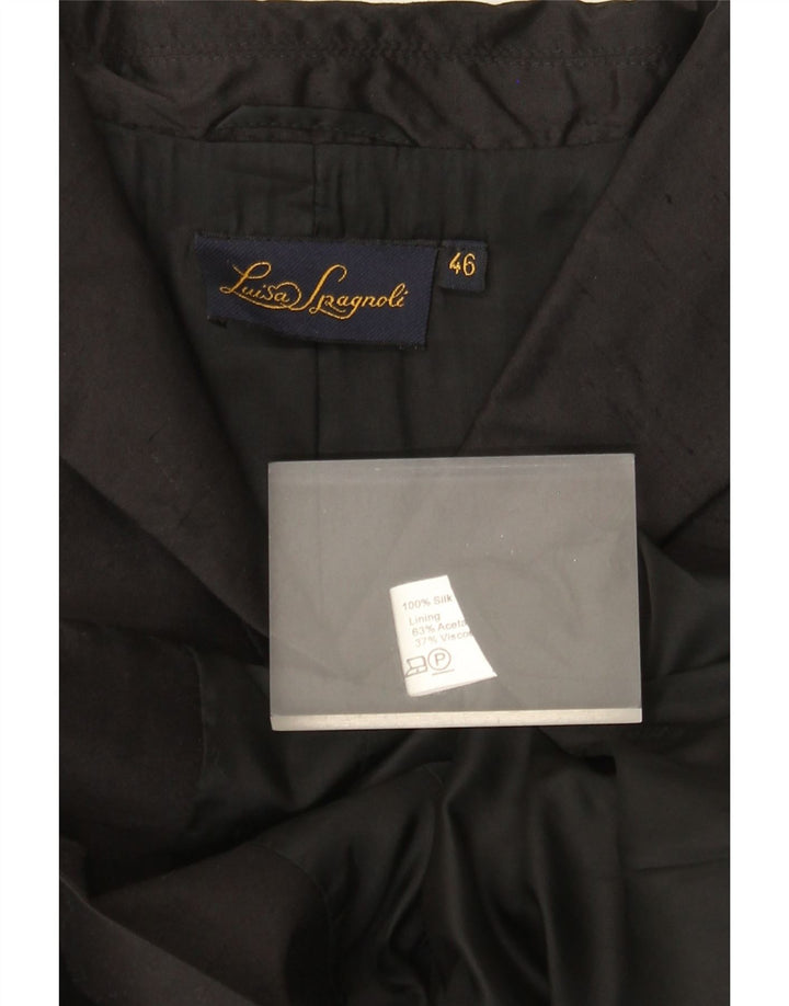 Luisa Spagnoli Womens 3 Button Blazer Jacket IT 46 Large Black Silk
