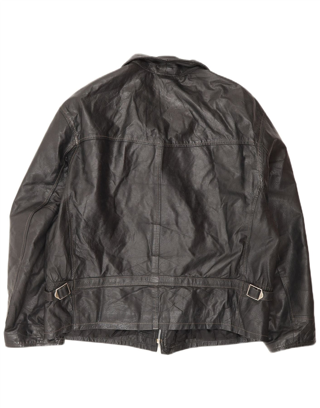 VINTAGE Mens Leather Jacket IT 50 Large Black Leather